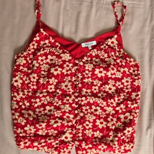 Madewell Red and Cream Floral Top